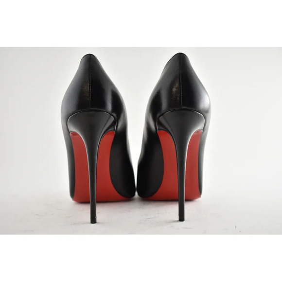 Christian Louboutin Kate 100 Black Leather Loubi Red Lining Point Heel Pump 39.5 - Picture 10 of 11